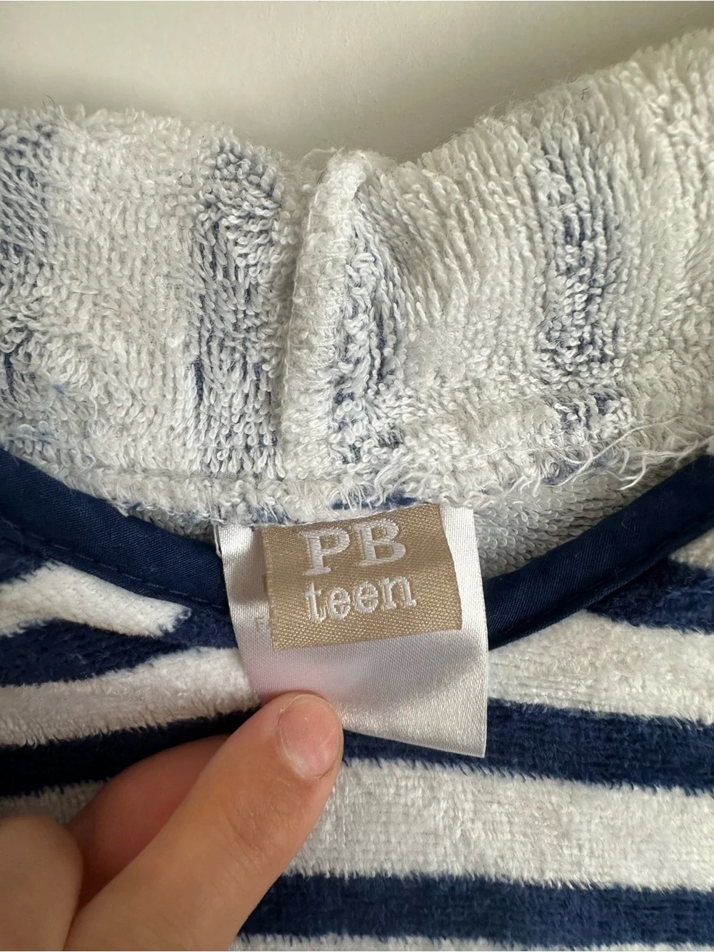 Pottery Barn Teen Navy and White Striped Hooded Towel Poncho